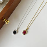 S925 Silver Oval Gem Collar Bone Necklace for Women