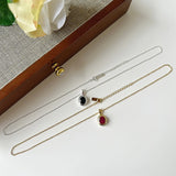 S925 Silver Oval Gem Collar Bone Necklace for Women
