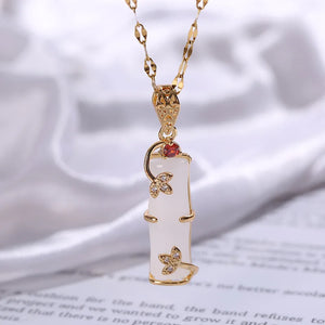 INS Wind Bamboo Knot Pendant Titanium Steel Necklace