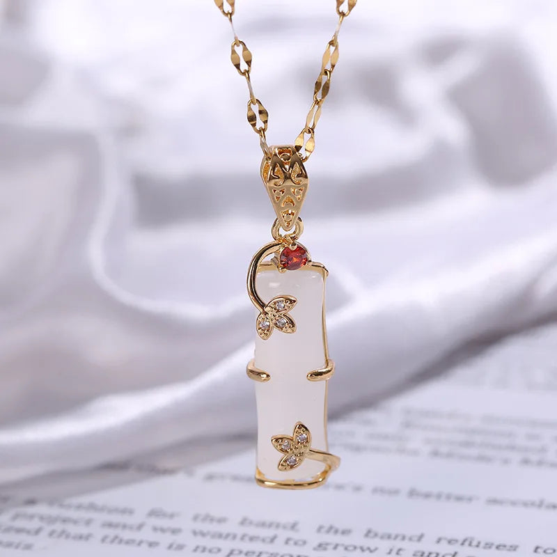 INS Wind Bamboo Knot Pendant Titanium Steel Necklace