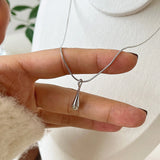 S925 Silver Drop-Shaped Snake Bone Chain Necklace