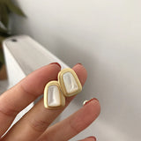 S925 Geometric Trapezoidal Agate Shell Earrings Female