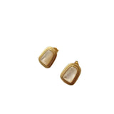 S925 Geometric Trapezoidal Agate Shell Earrings Female