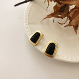 S925 Geometric Trapezoidal Agate Shell Earrings Female