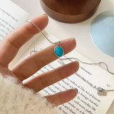S925 Sterling Silver Oval Turquoise Snake Bone Necklace