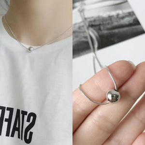 S925 Sterling Silver Mini Round Bead Snake Bone Necklace