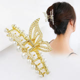 Butterfly Pearl Hairpin Big Head Goose Hair Clip