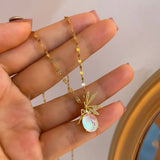 Colorful Crystal Angel Necklace Zircon Pendant Steel Chain