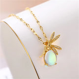 Colorful Crystal Angel Necklace Zircon Pendant Steel Chain