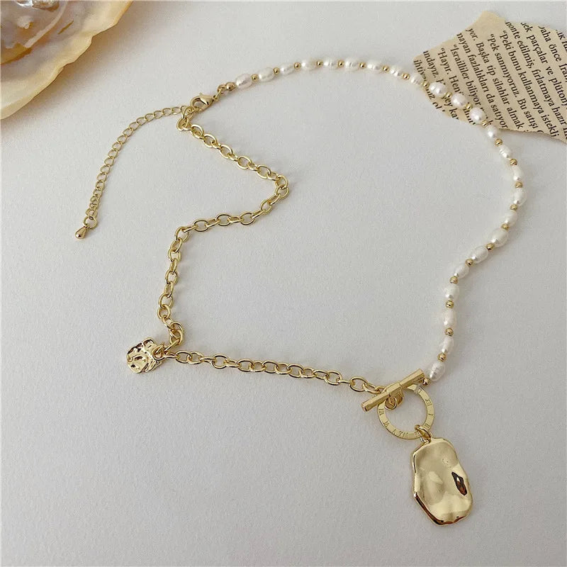 Baroque Pearl Necklace Female Pendant Cold Wind Jumper Chain