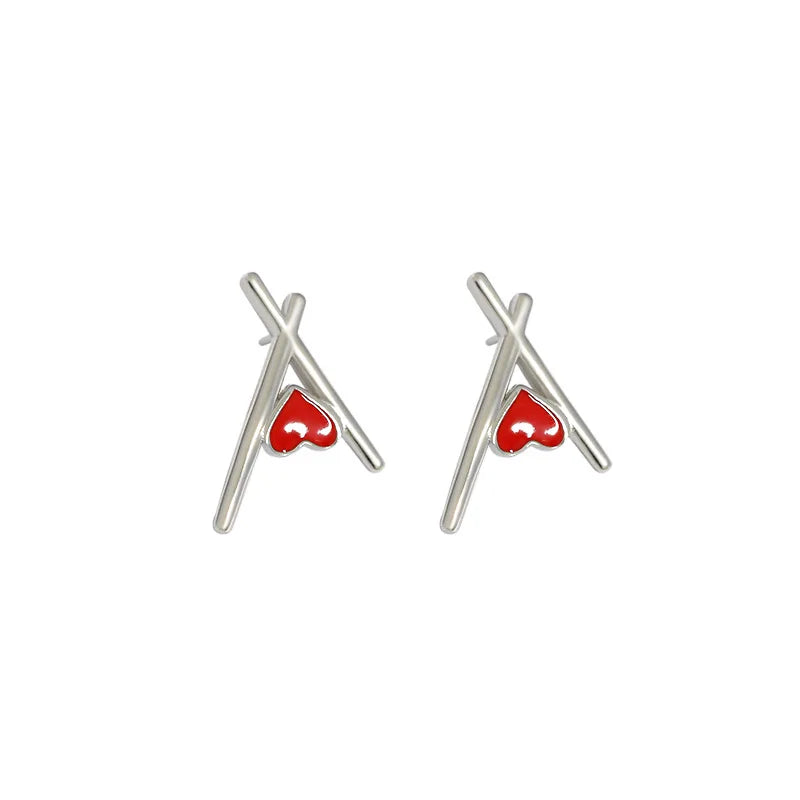 Minimalist Geometric Silver Drop Glue Earrings