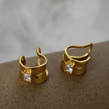 S925 Sterling Silver Square Drill Earclip for Women