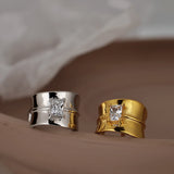S925 Sterling Silver Square Drill Earclip for Women