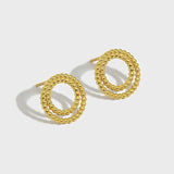 Sterling Silver Minimalist Earrings Beaded Double Layer Niche All-Match