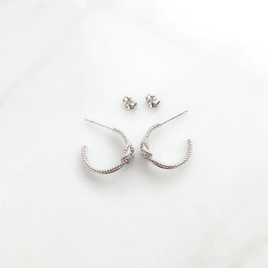 Temperament Ins Ear Studs Twisted Double-Ring Earrings Women's Silver Jewelry