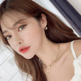 Temperament Ins Ear Studs Twisted Double-Ring Earrings Women's Silver Jewelry