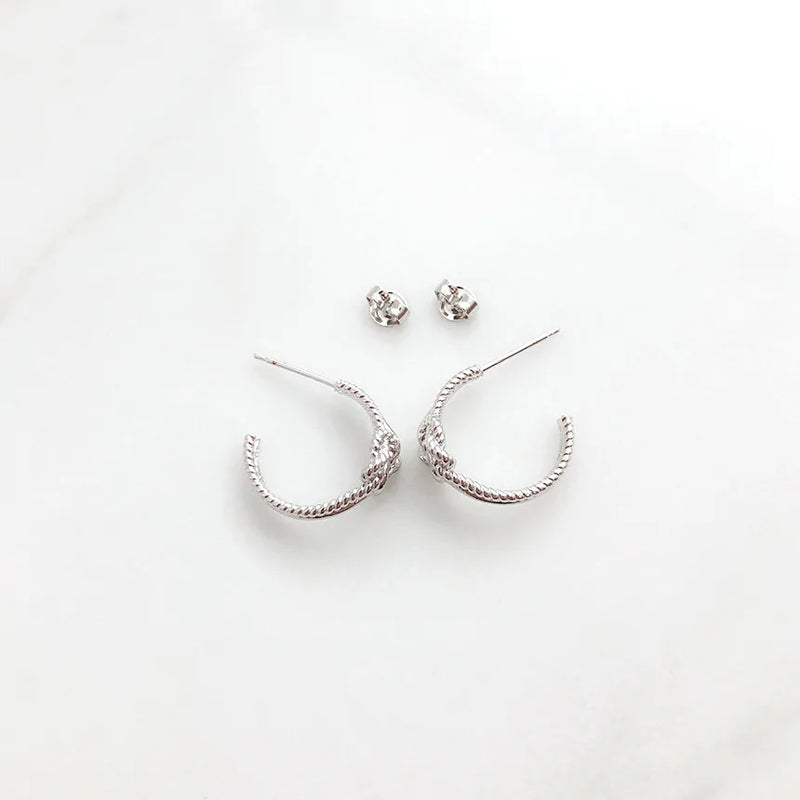 Temperament Ins Ear Studs Twisted Double-Ring Earrings Women's Silver Jewelry
