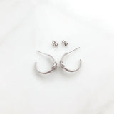 Temperament Ins Ear Studs Twisted Double-Ring Earrings Women's Silver Jewelry