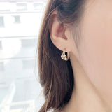 Temperament Ins Ear Studs Twisted Double-Ring Earrings Women's Silver Jewelry