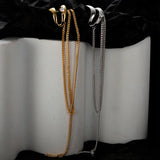 Minimalist S925 Silver Double Geometric Ear Clip with Tassel