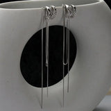 Minimalist S925 Silver Double Geometric Ear Clip with Tassel