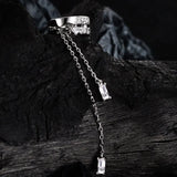 Minimalist S925 Silver Double Geometric Ear Clip with Tassel