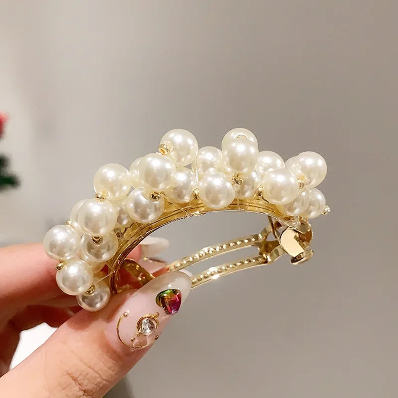 Rhinestone Spring Hairpin Pearl Back Head Hairpin