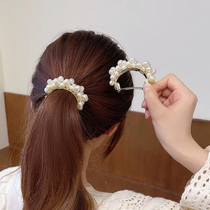 Rhinestone Spring Hairpin Pearl Back Head Hairpin