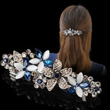 Retro Crystal Flower Spring Clip Hairpin Bow Hairpin