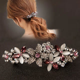 Retro Crystal Flower Spring Clip Hairpin Bow Hairpin