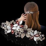 Retro Crystal Flower Spring Clip Hairpin Bow Hairpin
