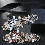 Retro Crystal Flower Spring Clip Hairpin Bow Hairpin