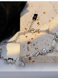 S925 Sterling Silver Shell Beads Bracelet with Zircon Sparkle