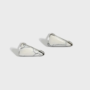 Sterling Silver Earrings Minimalist Marbled Turquoise Earrings