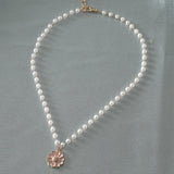 Floret Pearl Necklace Wind Flash Choker Jewelry