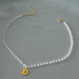 Floret Pearl Necklace Wind Flash Choker Jewelry