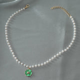 Floret Pearl Necklace Wind Flash Choker Jewelry
