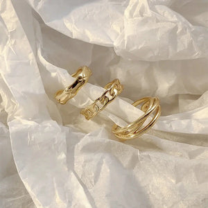 Women's 925 Sterling Silver Ins Three-Piece Open Ring Set