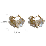 Light Pink Tulip Flower Pearl Stud Earrings Women Zircon Earring Party