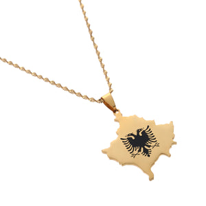 Kosovo Map Albania Eagle Pendant Necklaces For Men Women