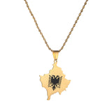Kosovo Map Albania Eagle Pendant Necklaces For Men Women