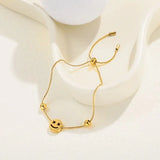 KouCh Lucky Face Chain Bracelet with Bead Chains