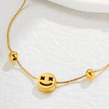 KouCh Lucky Face Chain Bracelet with Bead Chains