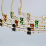 Green Red Zirconia Long Chain Bracelet for Woman Fine Jewelry