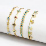 Adjustable Stainless Steel Evil Eyes Charms Chain Bracelets Set