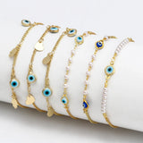 Adjustable Stainless Steel Evil Eyes Charms Chain Bracelets Set