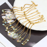 Adjustable Stainless Steel Evil Eyes Charms Chain Bracelets Set