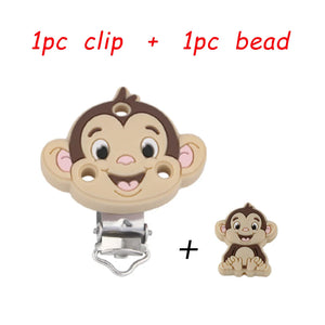 Animals Cartoon Baby Silicone Bead Clips DIY Pacifier Chain Dummy Holder