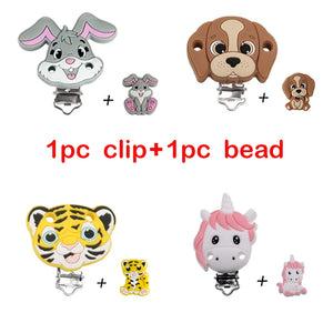Animals Cartoon Baby Silicone Bead Clips DIY Pacifier Chain Dummy Holder