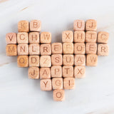 Kovict 10/12MM Beech Wooden Letter Bead Spacer DIY Necklace Bracelet